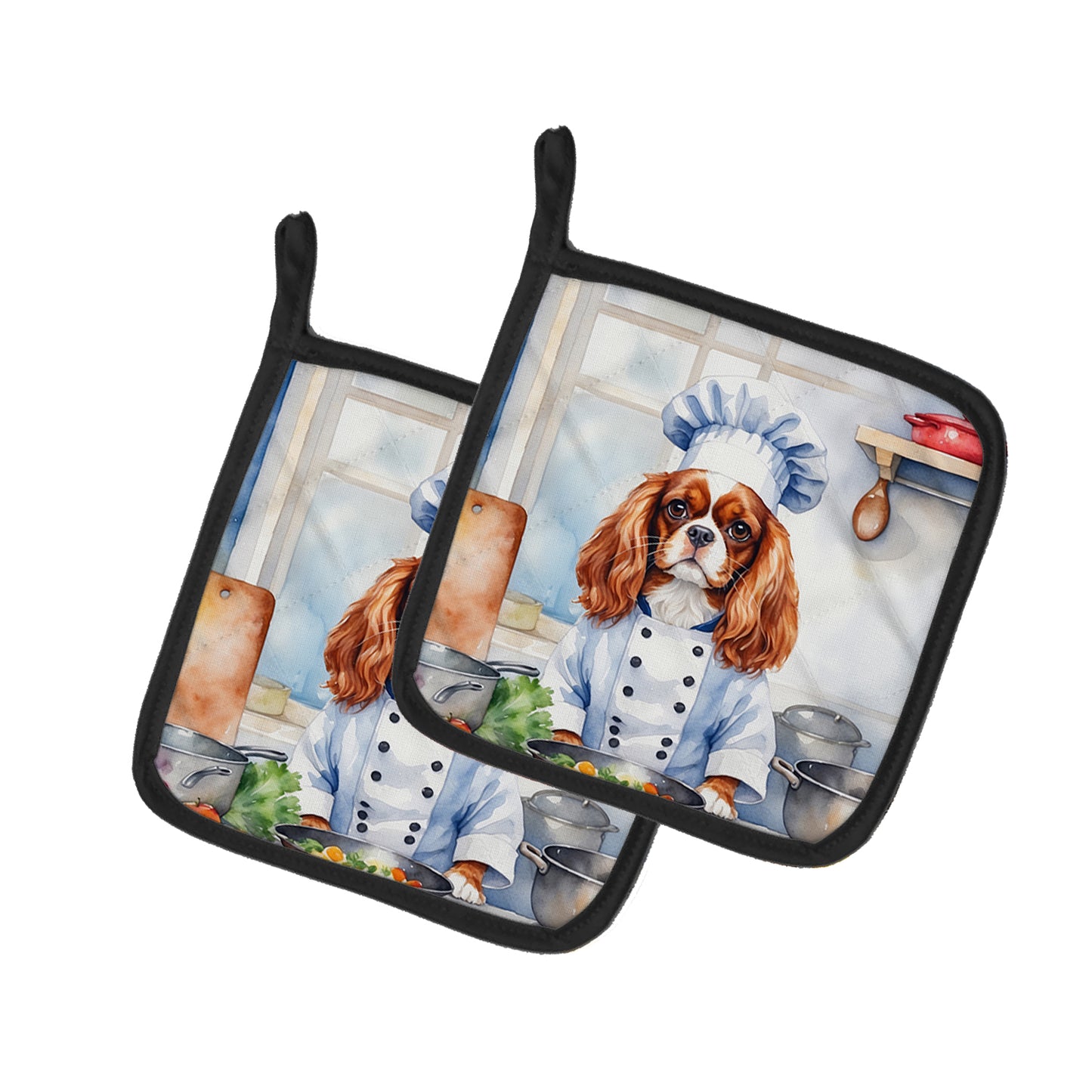 Buy this Cavalier Spaniel The Chef Pair of Pot Holders