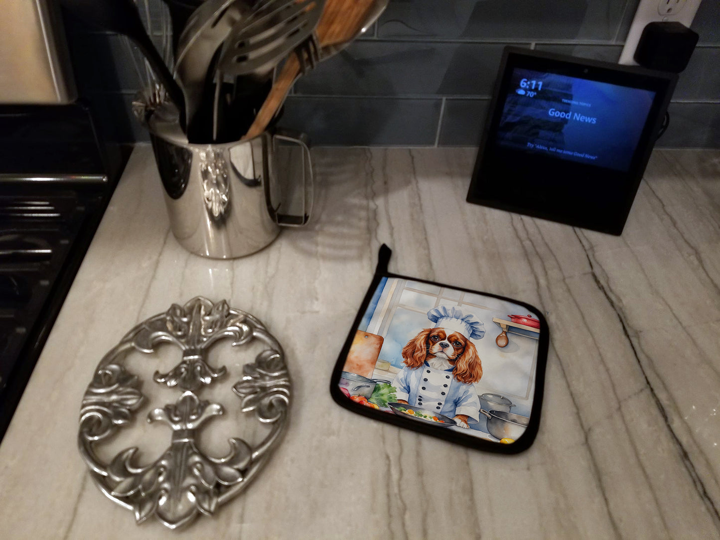 Cavalier Spaniel The Chef Pair of Pot Holders