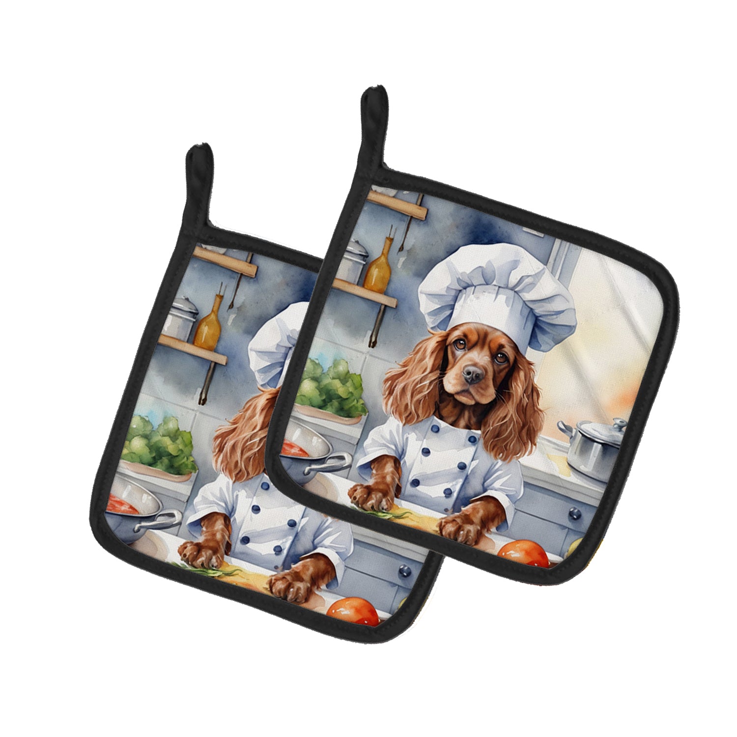 Buy this Cocker Spaniel The Chef Pair of Pot Holders