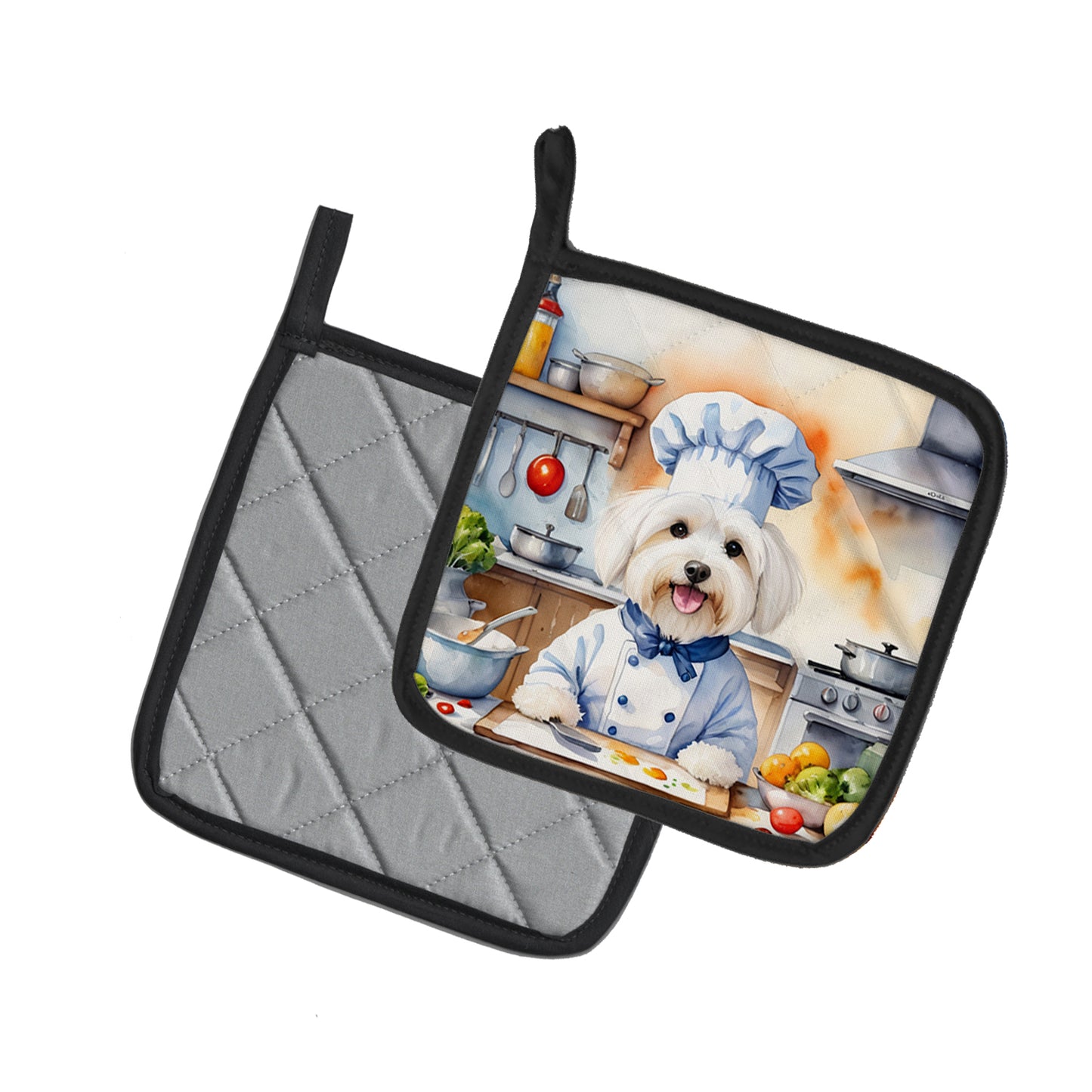 Coton de Tulear The Chef Pair of Pot Holders