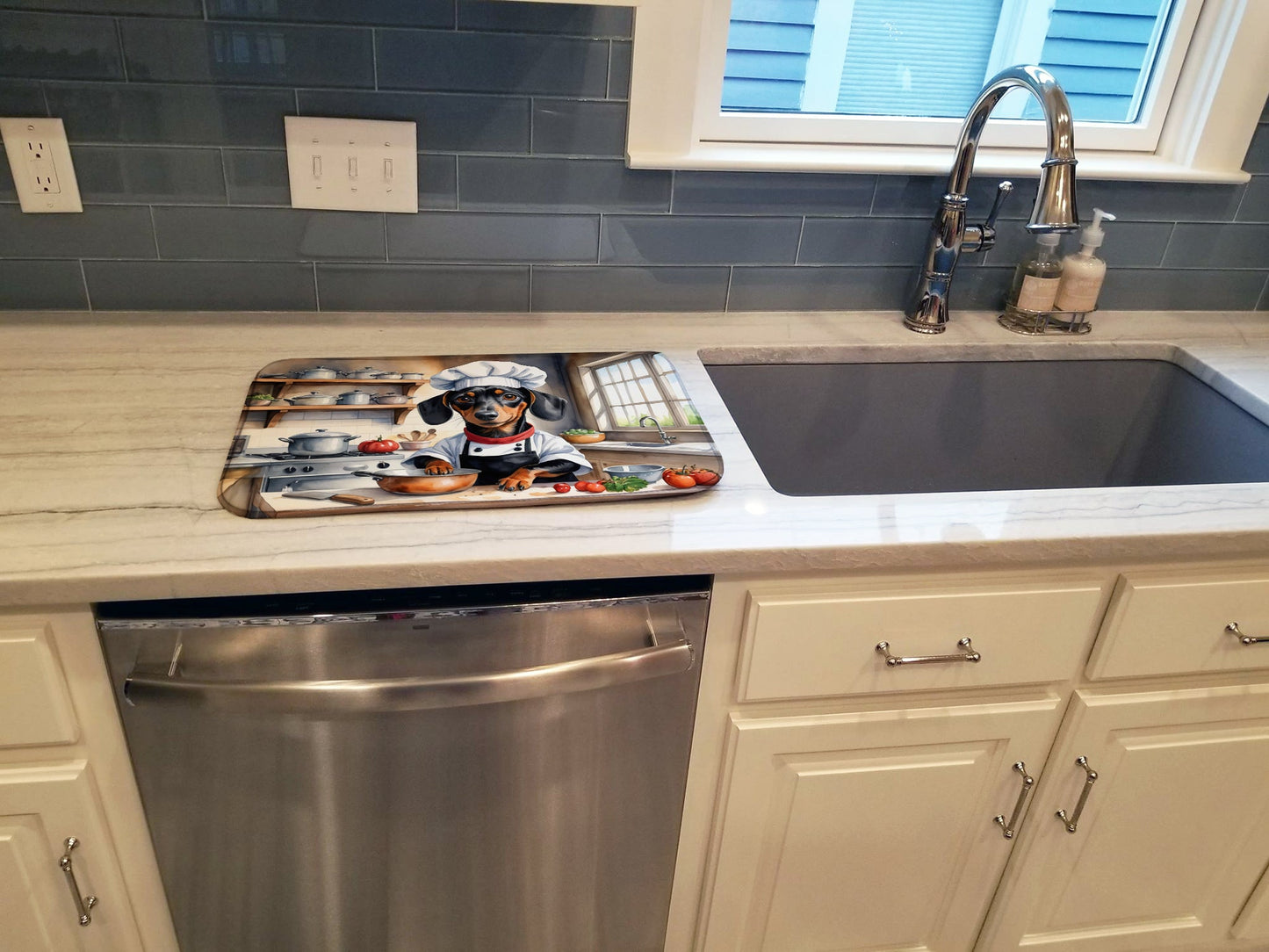 Dachshund The Chef Dish Drying Mat