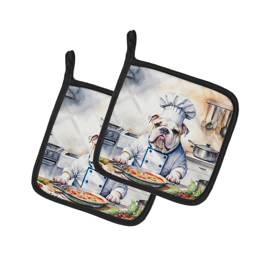 Buy this English Bulldog The Chef Pair of Pot Holders