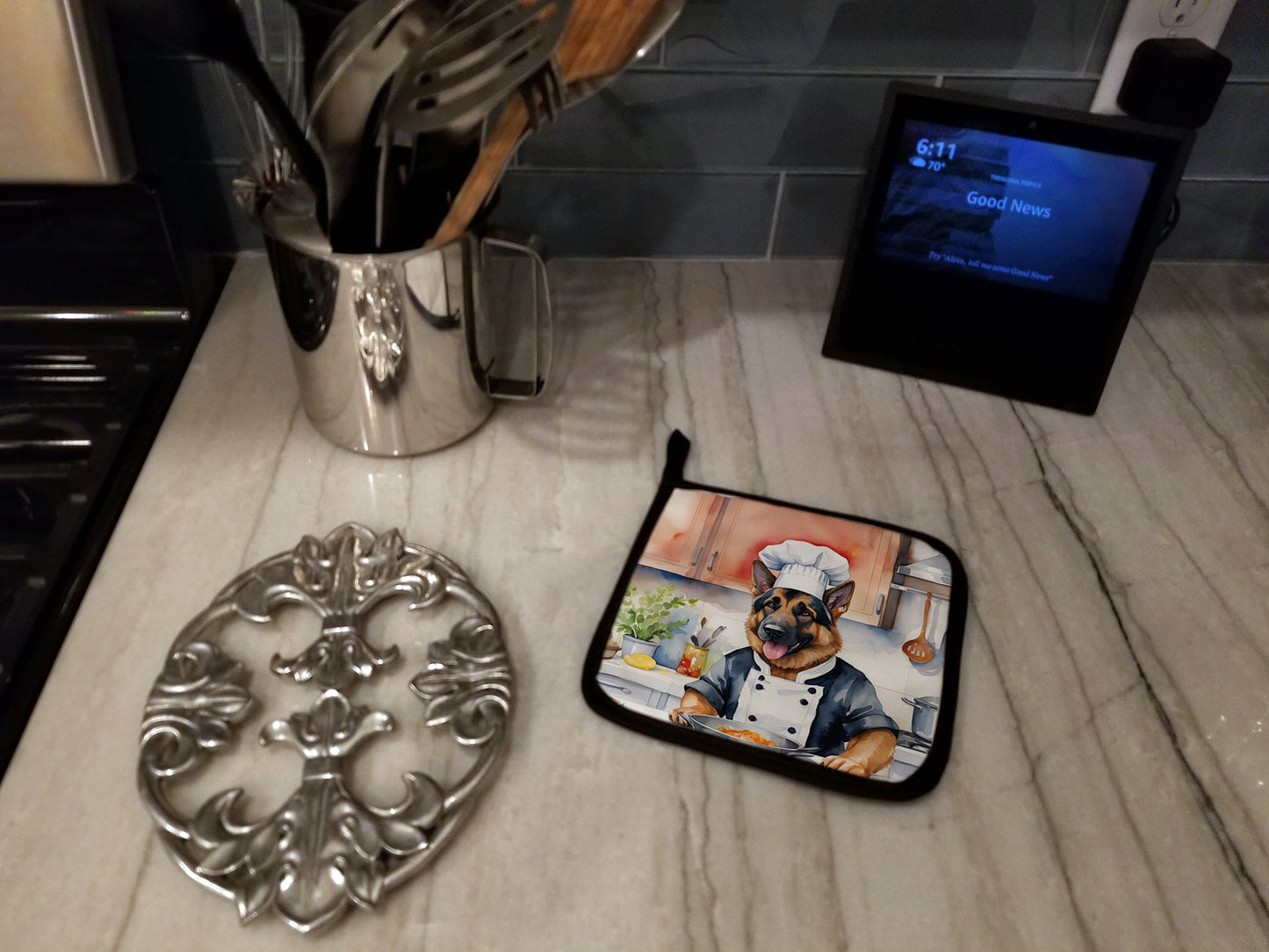 German Shepherd The Chef Pair of Pot Holders