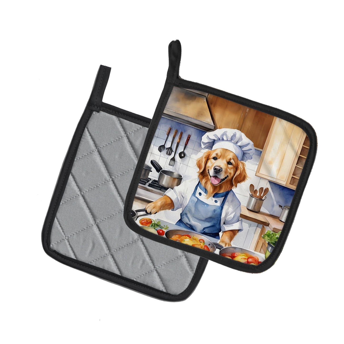 Golden Retriever The Chef Pair of Pot Holders