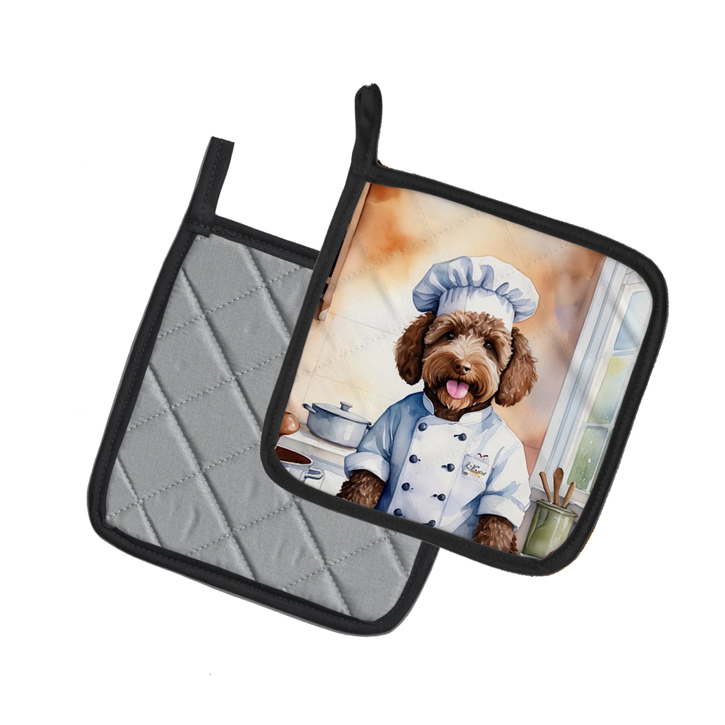 Labradoodle The Chef Pair of Pot Holders