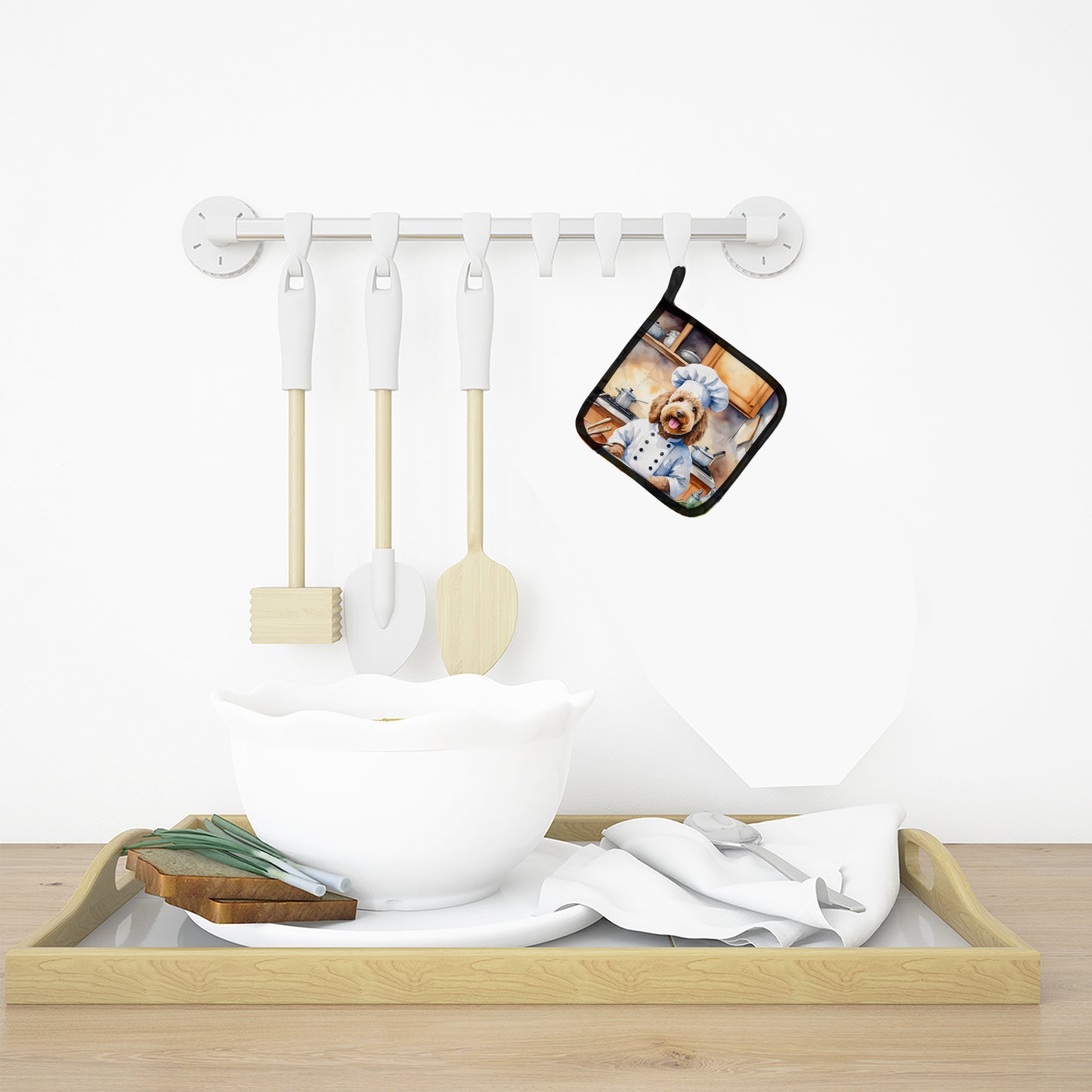 Labradoodle The Chef Pair of Pot Holders