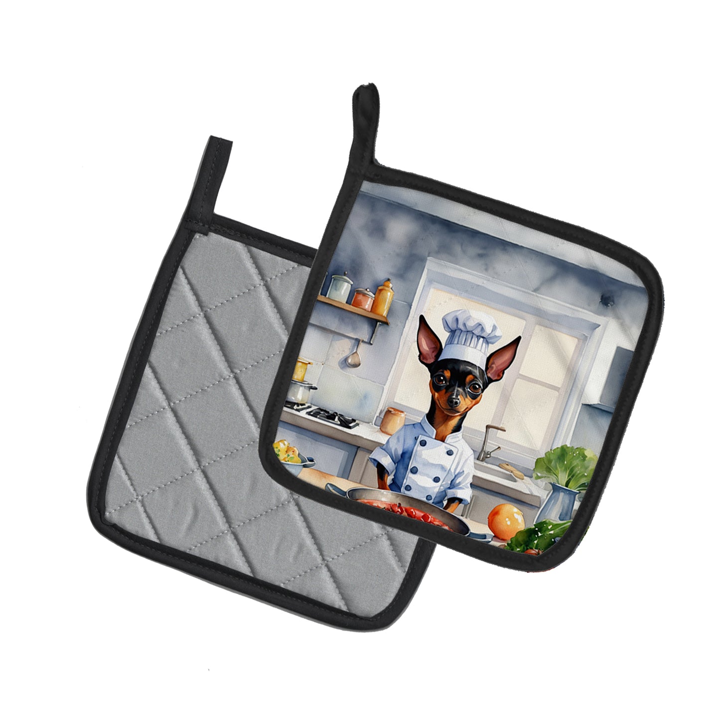 Miniature Pinscher The Chef Pair of Pot Holders