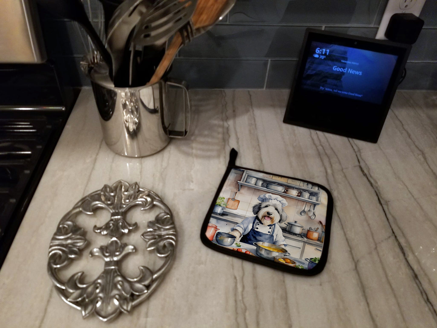 Old English Sheepdog The Chef Pair of Pot Holders