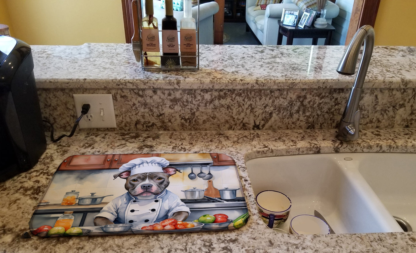 Pit Bull Terrier The Chef Dish Drying Mat