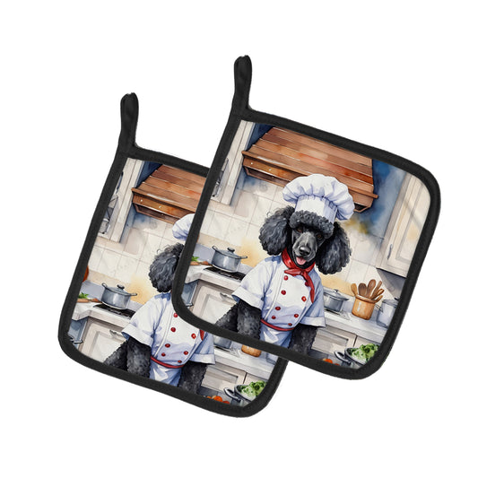 Buy this Black Poodle The Chef Pair of Pot Holders