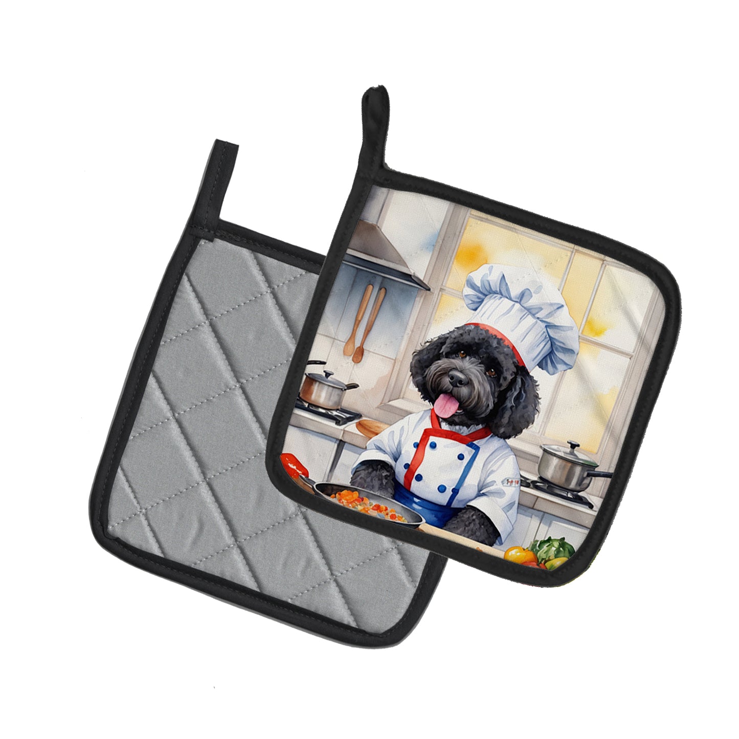 Portuguese Water Dog The Chef Pair of Pot Holders