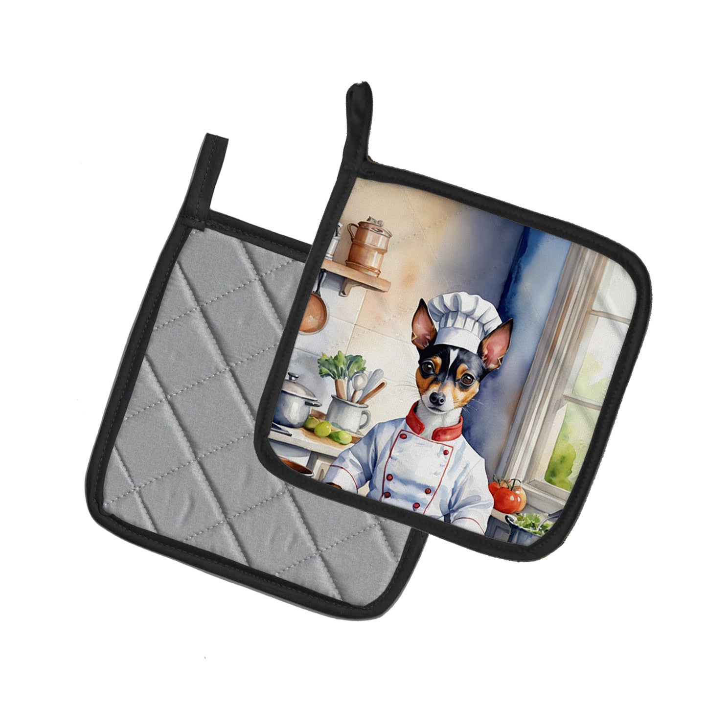 Rat Terrier The Chef Pair of Pot Holders