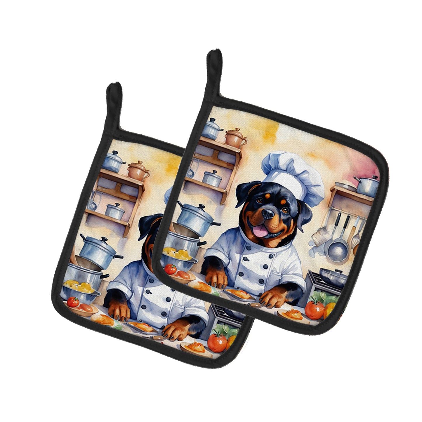 Buy this Rottweiler The Chef Pair of Pot Holders