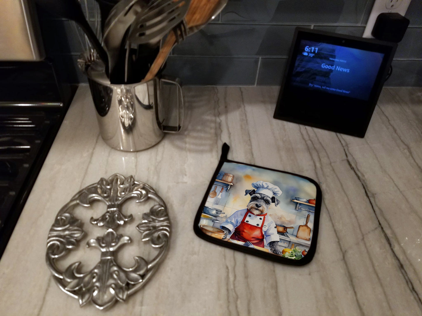 Schnauzer The Chef Pair of Pot Holders