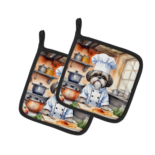 Buy this Shih Tzu The Chef Pair of Pot Holders