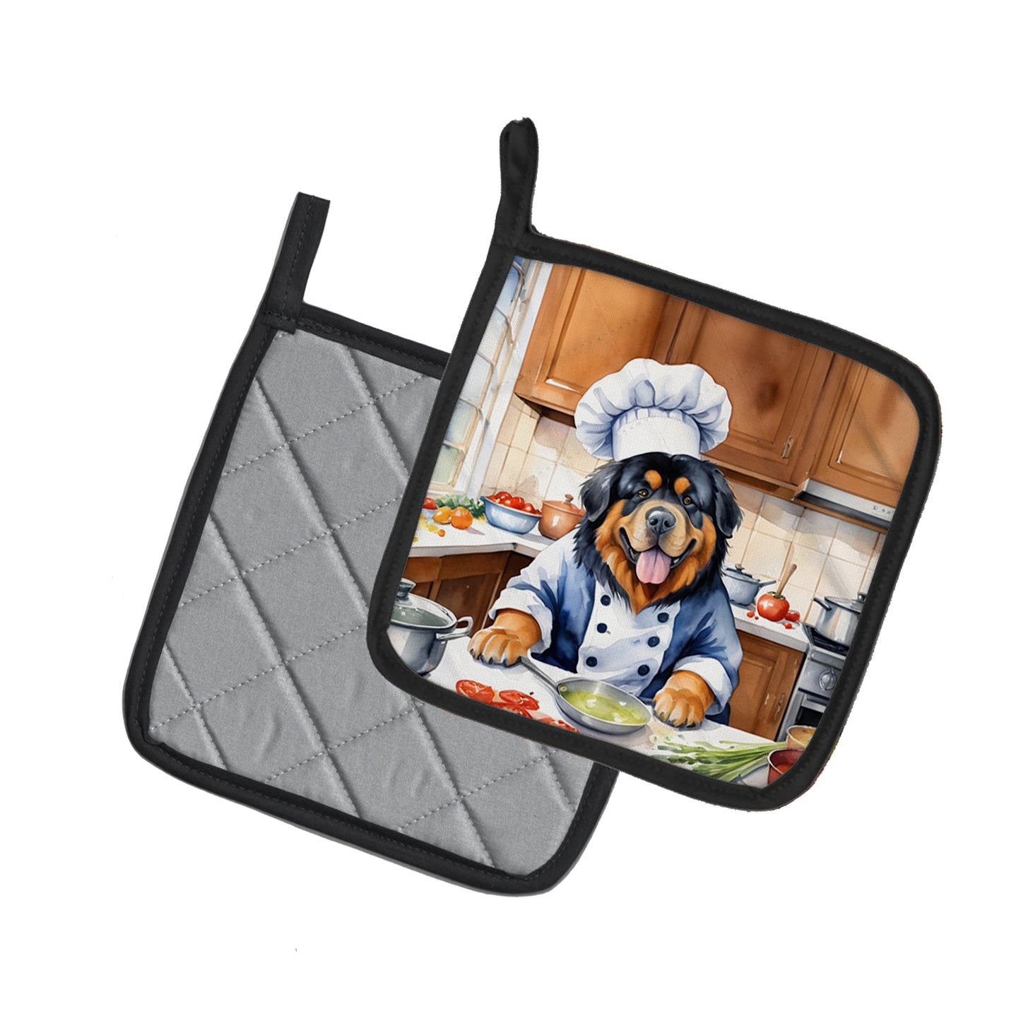 Tibetan Mastiff The Chef Pair of Pot Holders
