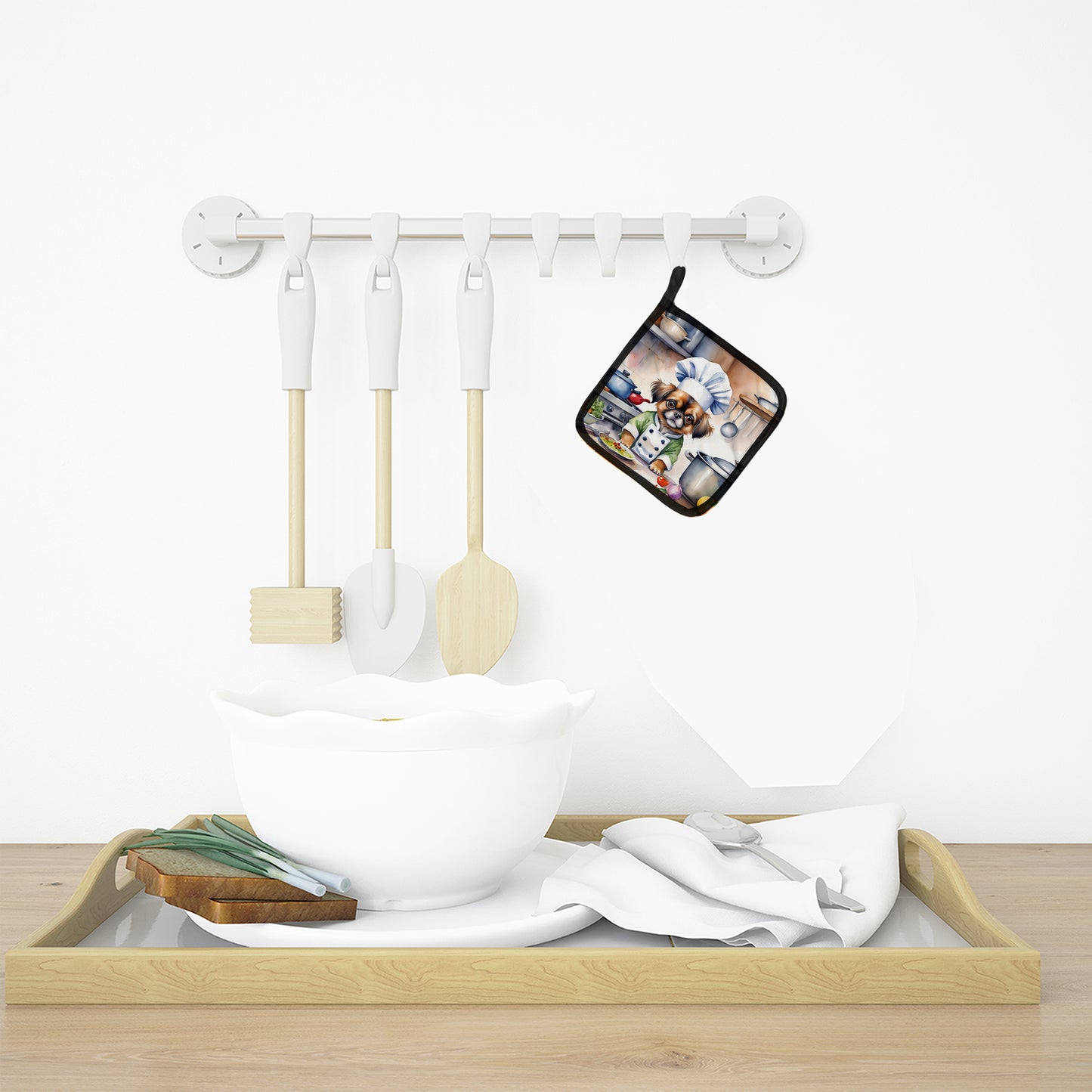 Tibetan Spaniel The Chef Pair of Pot Holders