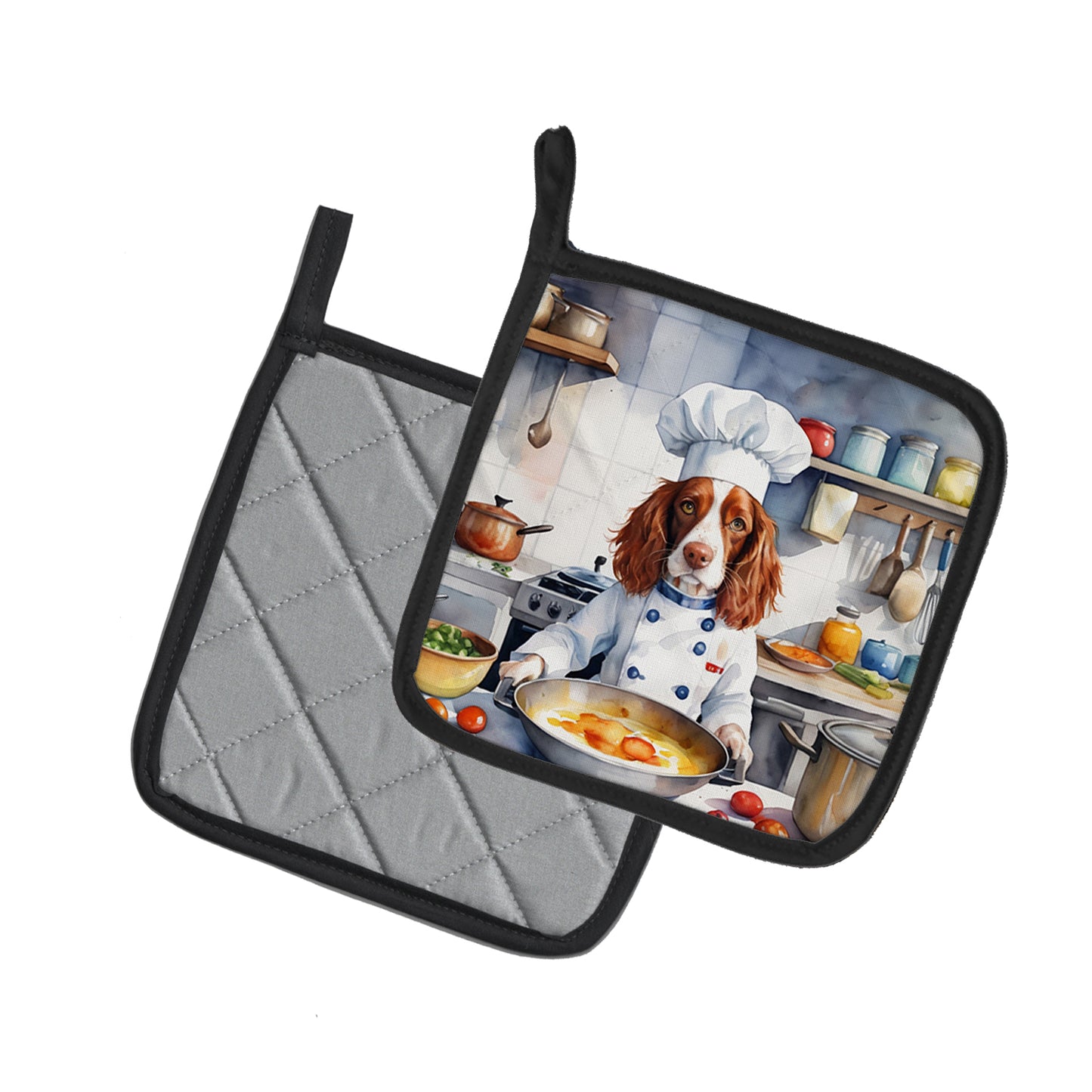 Welsh Springer Spaniel The Chef Pair of Pot Holders