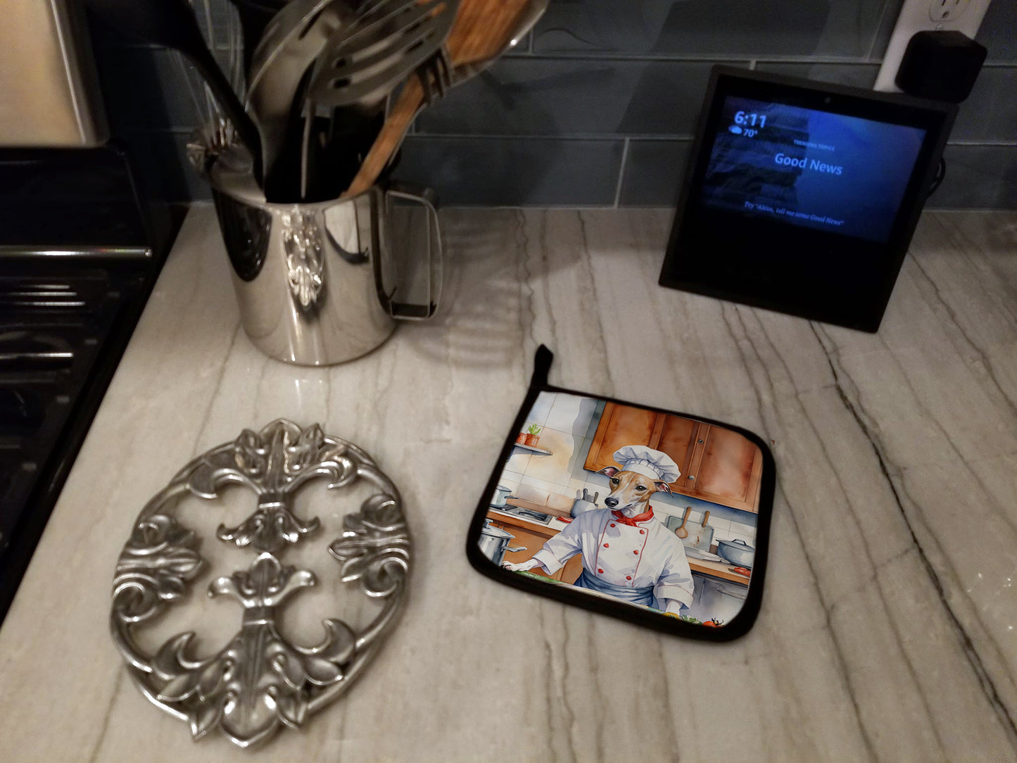 Whippet The Chef Pair of Pot Holders