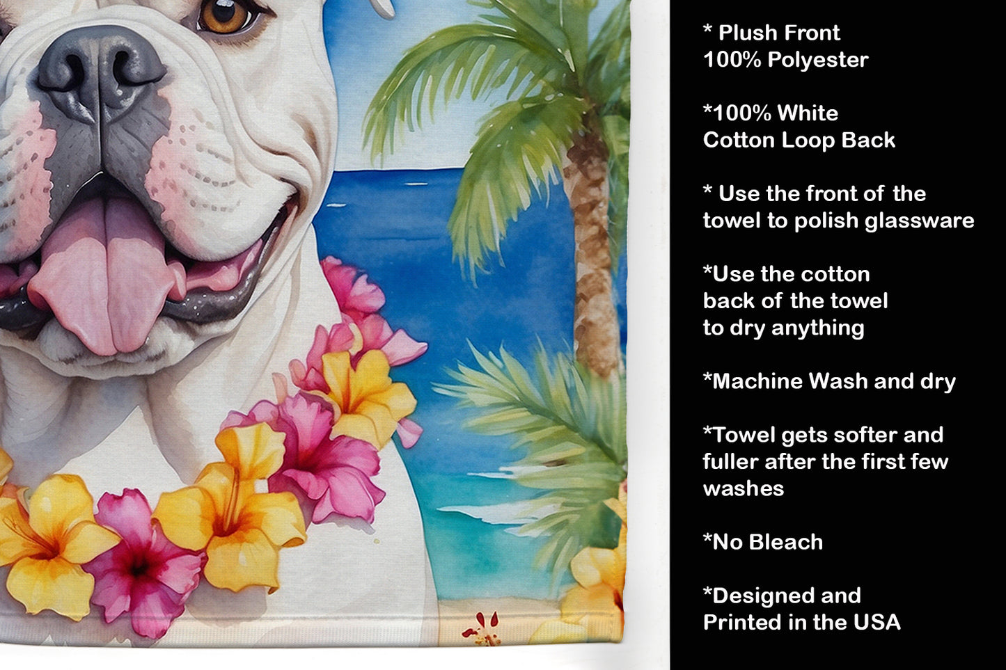 American Bulldog Luau Kitchen Towel