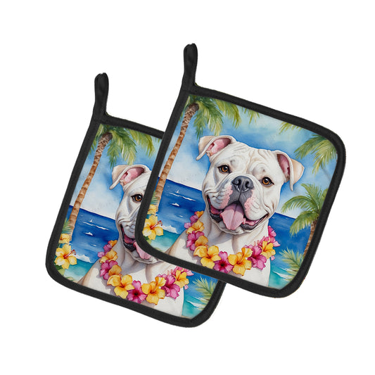 Buy this American Bulldog Luau Pair of Pot Holders