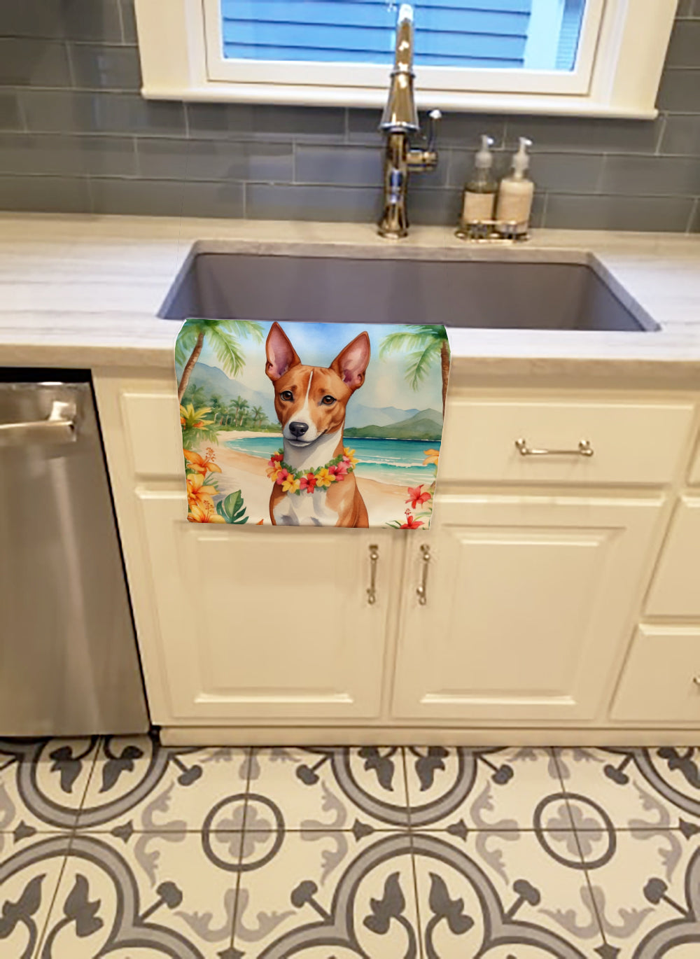 Basenji Luau Kitchen Towel