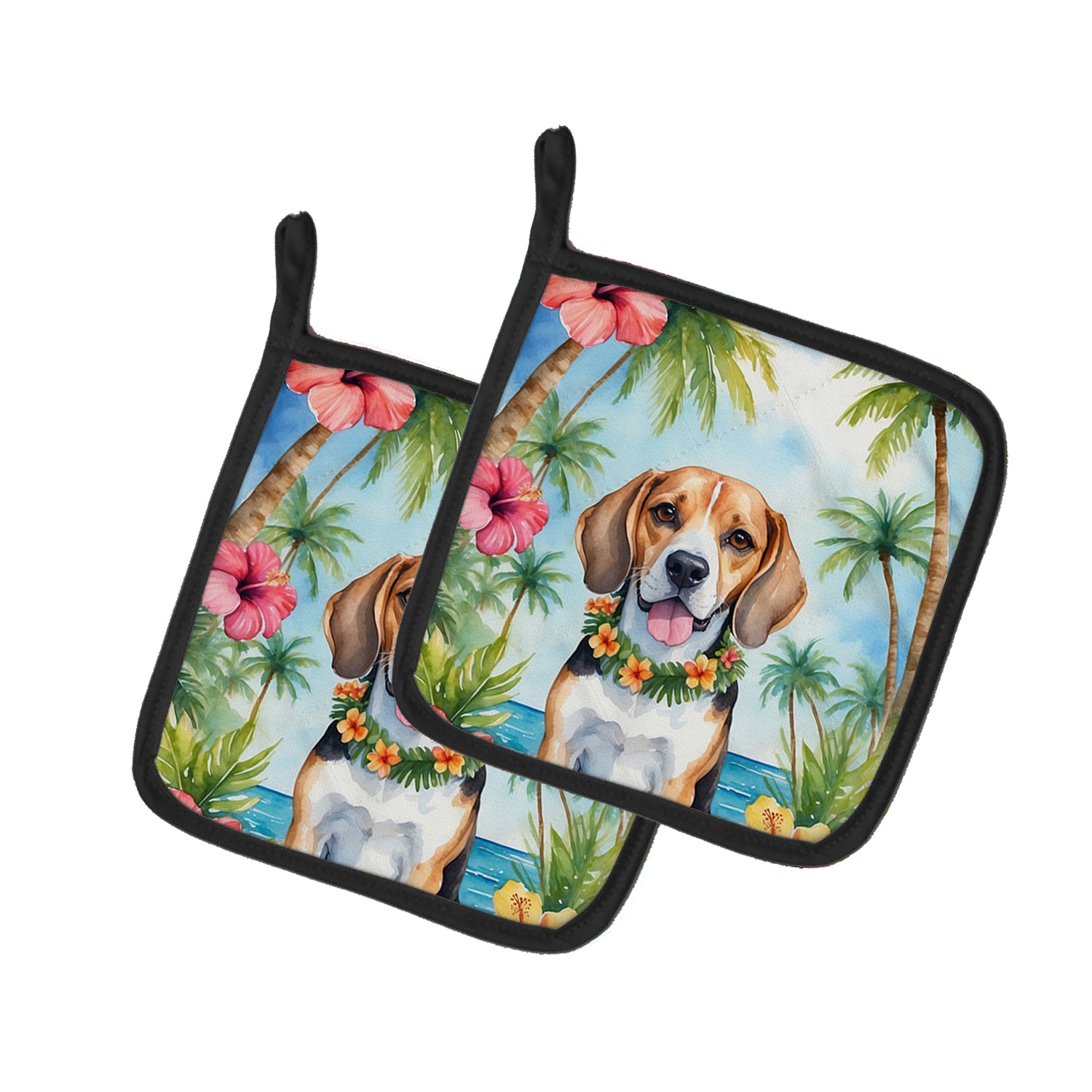 Buy this Beagle Luau Pair of Pot Holders