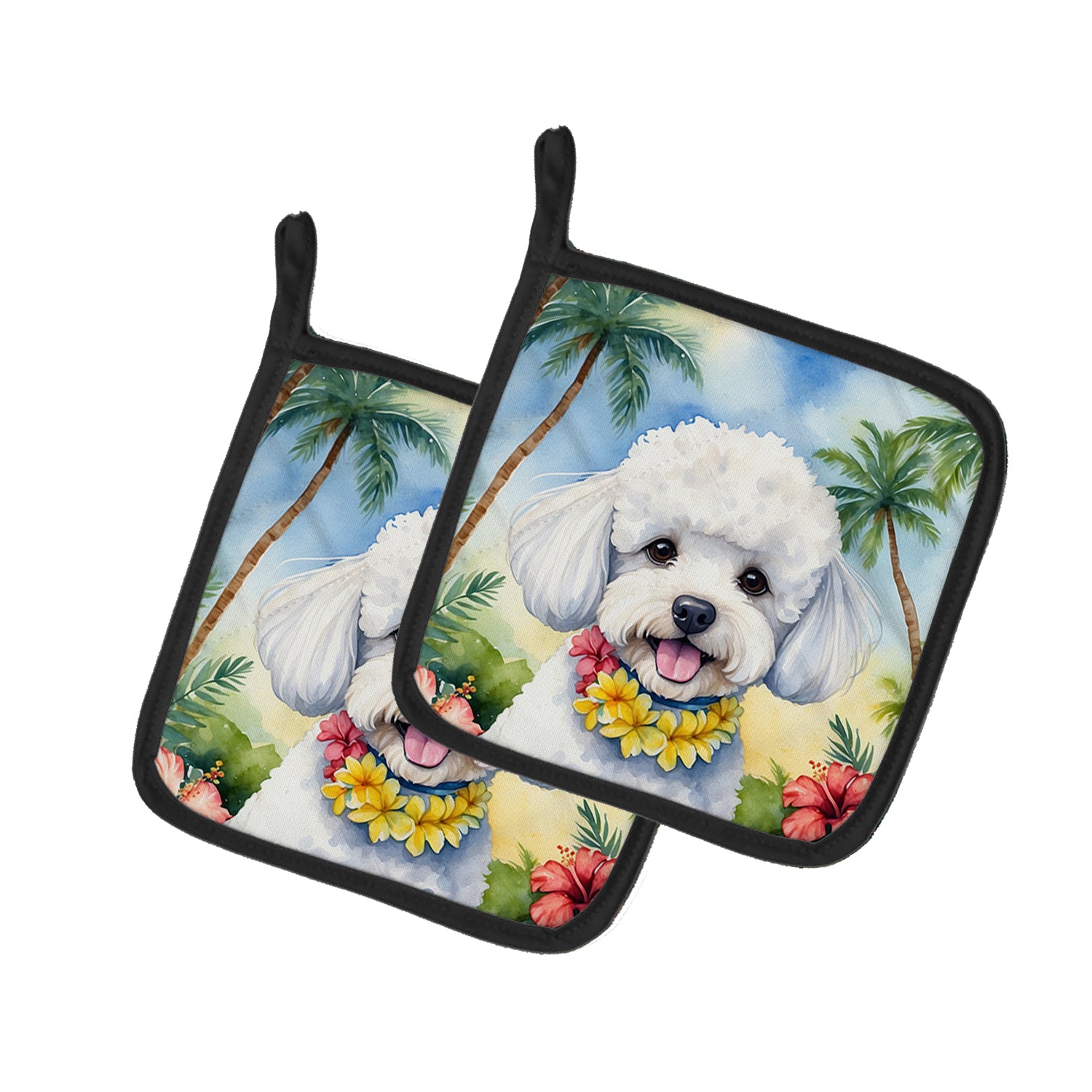 Buy this Bichon Frise Luau Pair of Pot Holders