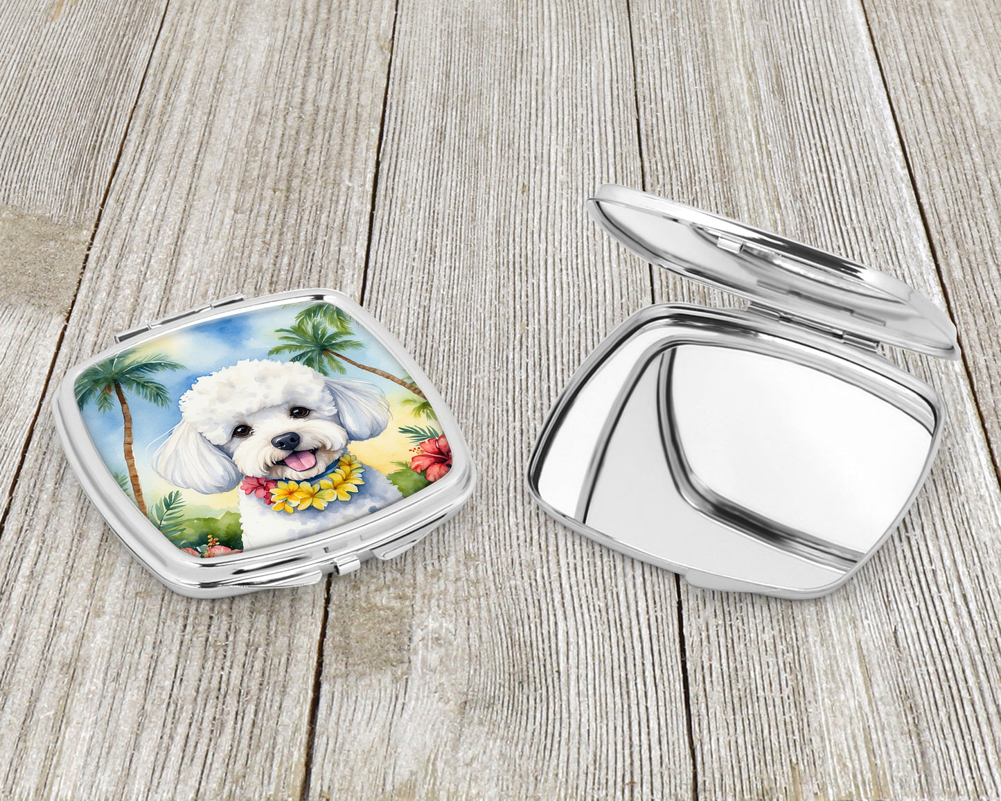 Bichon Frise Luau Compact Mirror