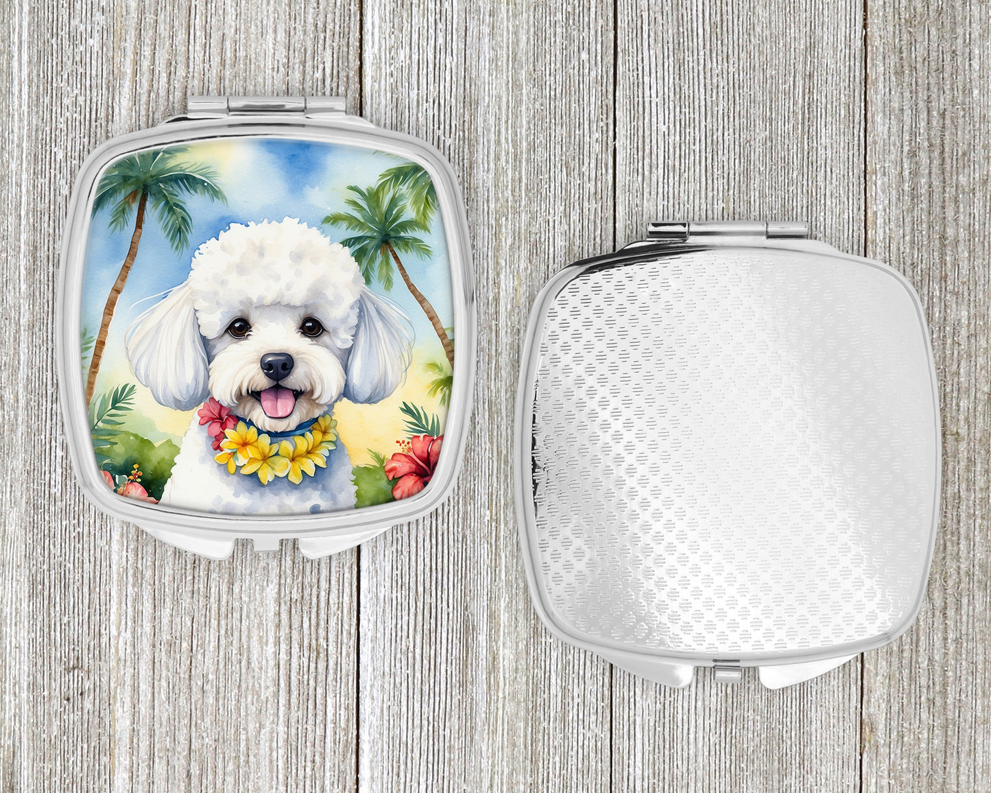 Bichon Frise Luau Compact Mirror