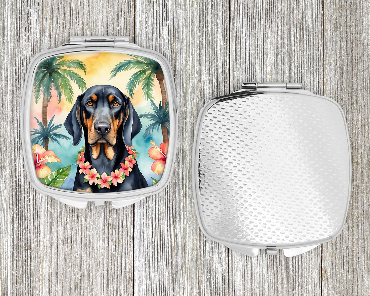 Black and Tan Coonhound Luau Compact Mirror