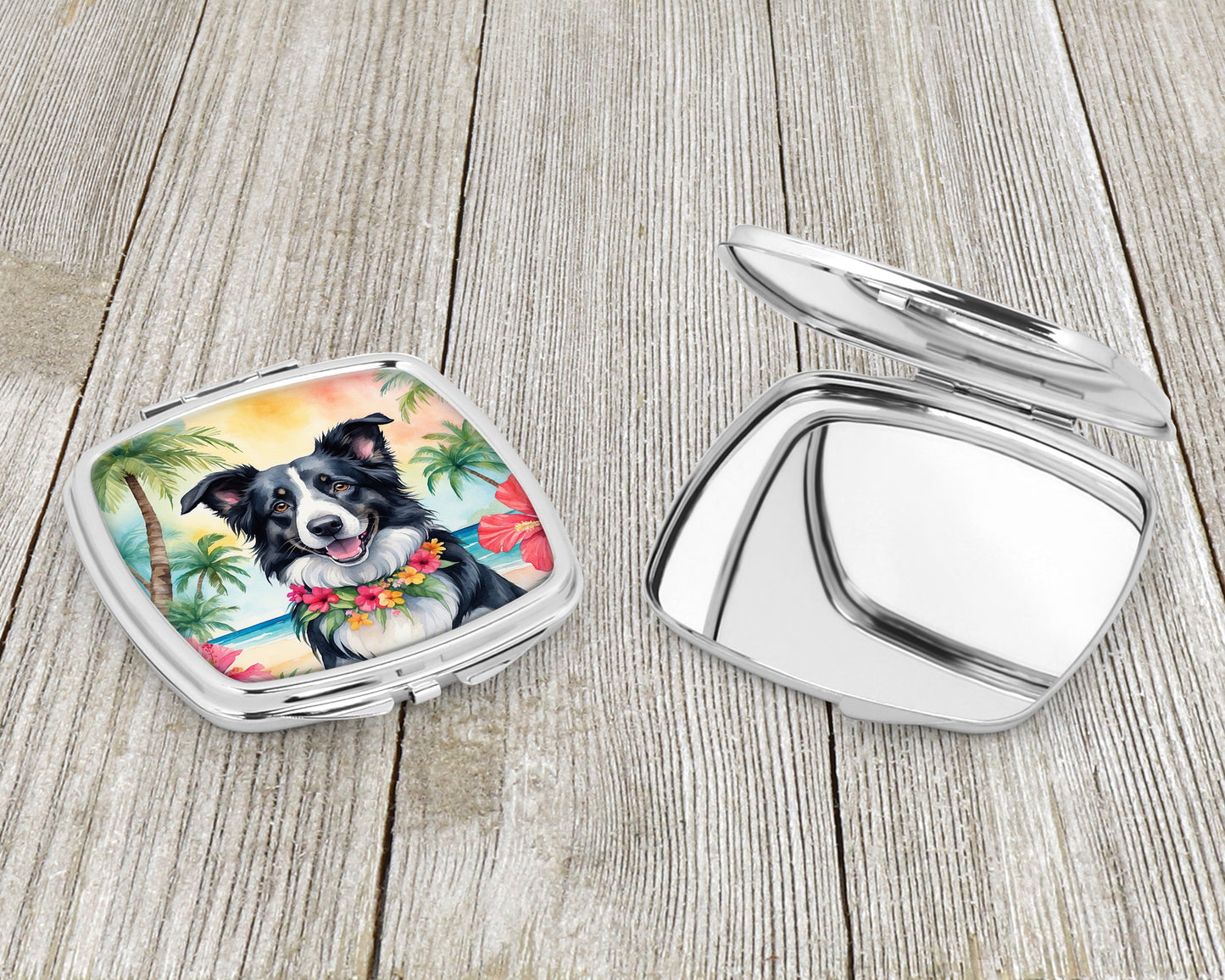Border Collie Luau Compact Mirror