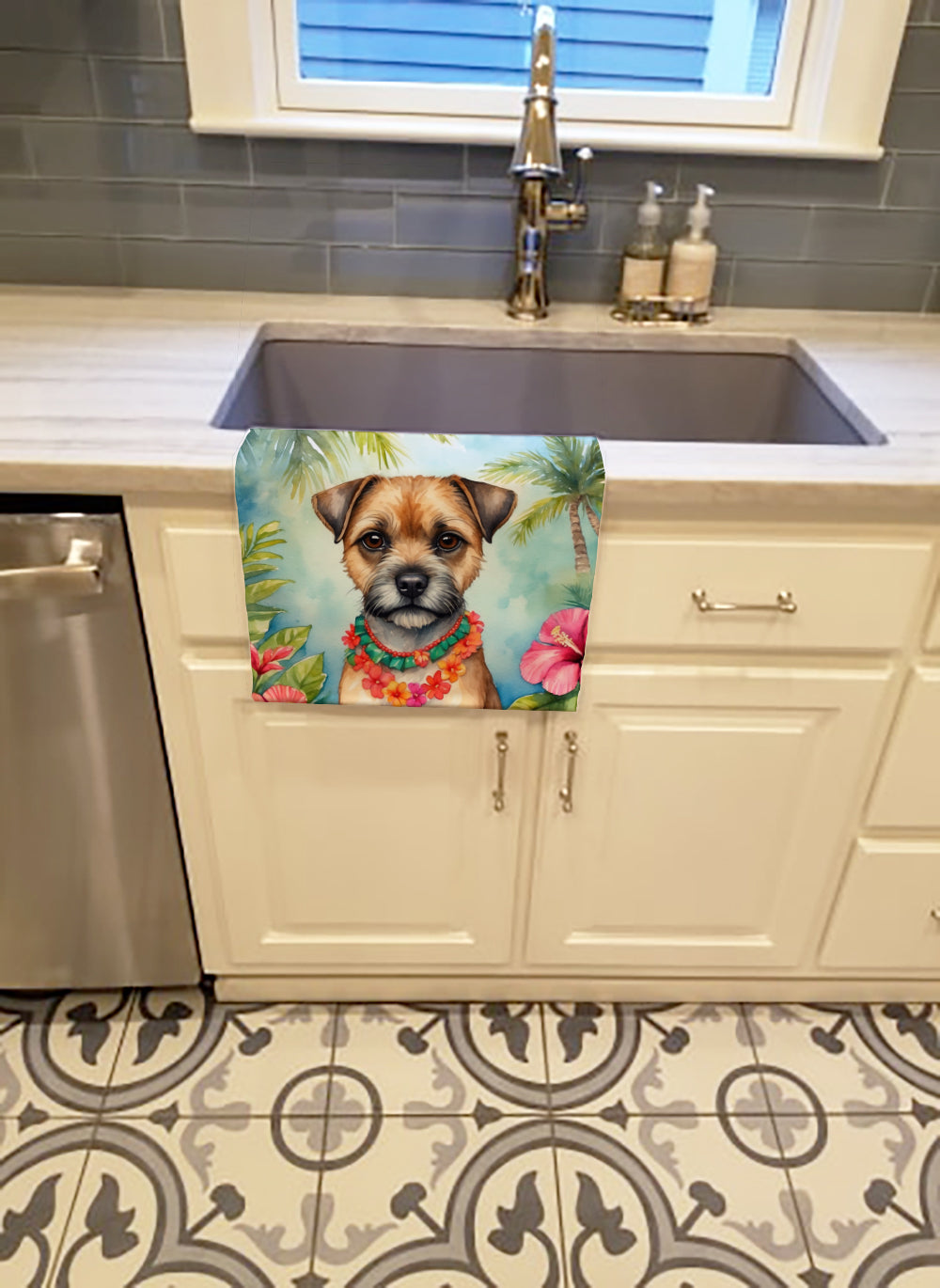 Border Terrier Luau Kitchen Towel