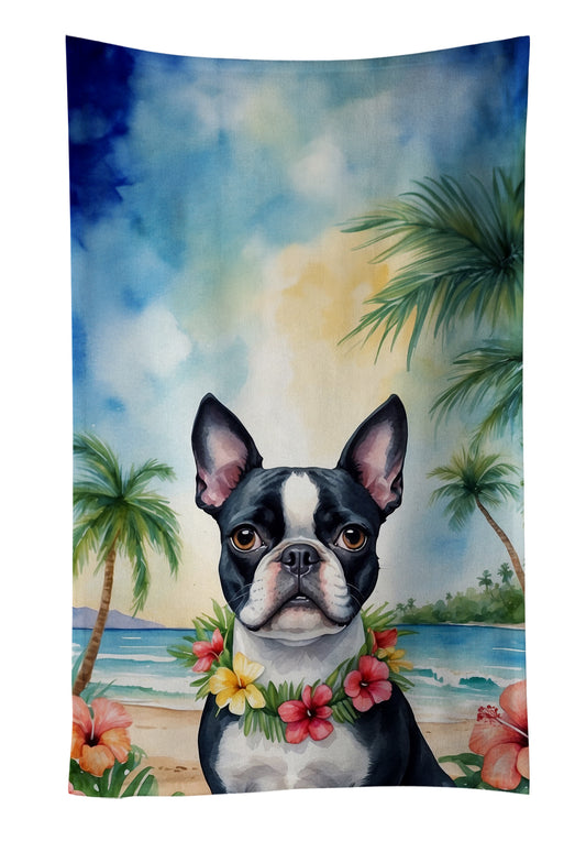 Buy this Boston Terrier Luau Kitchen Towel