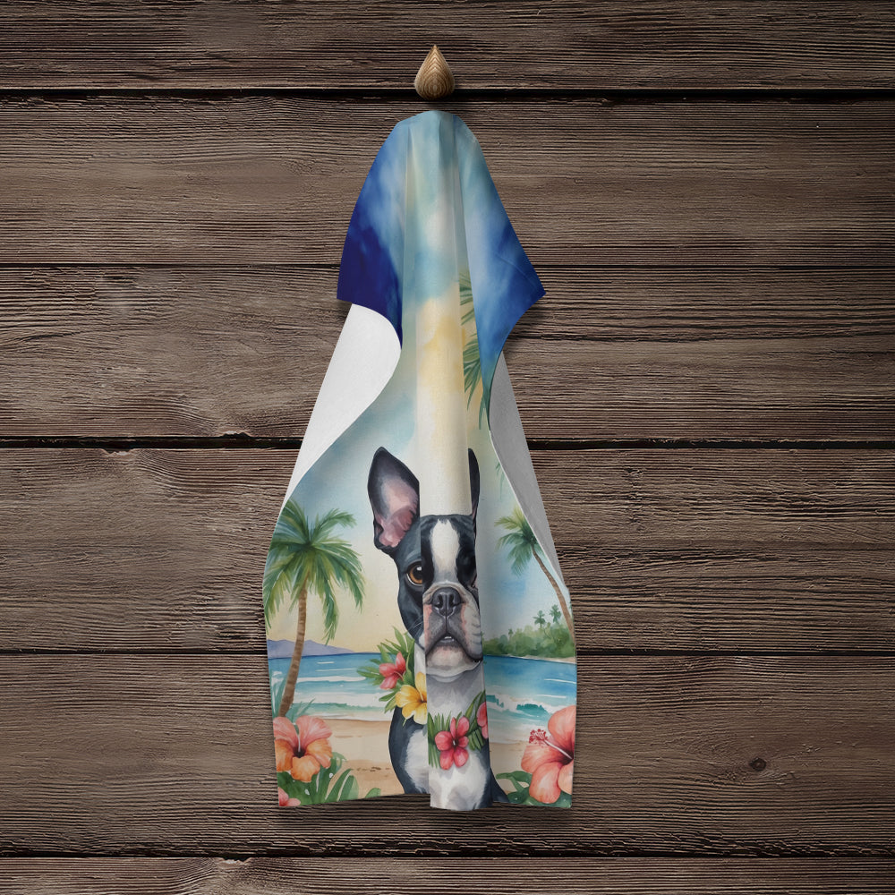 Boston Terrier Luau Kitchen Towel