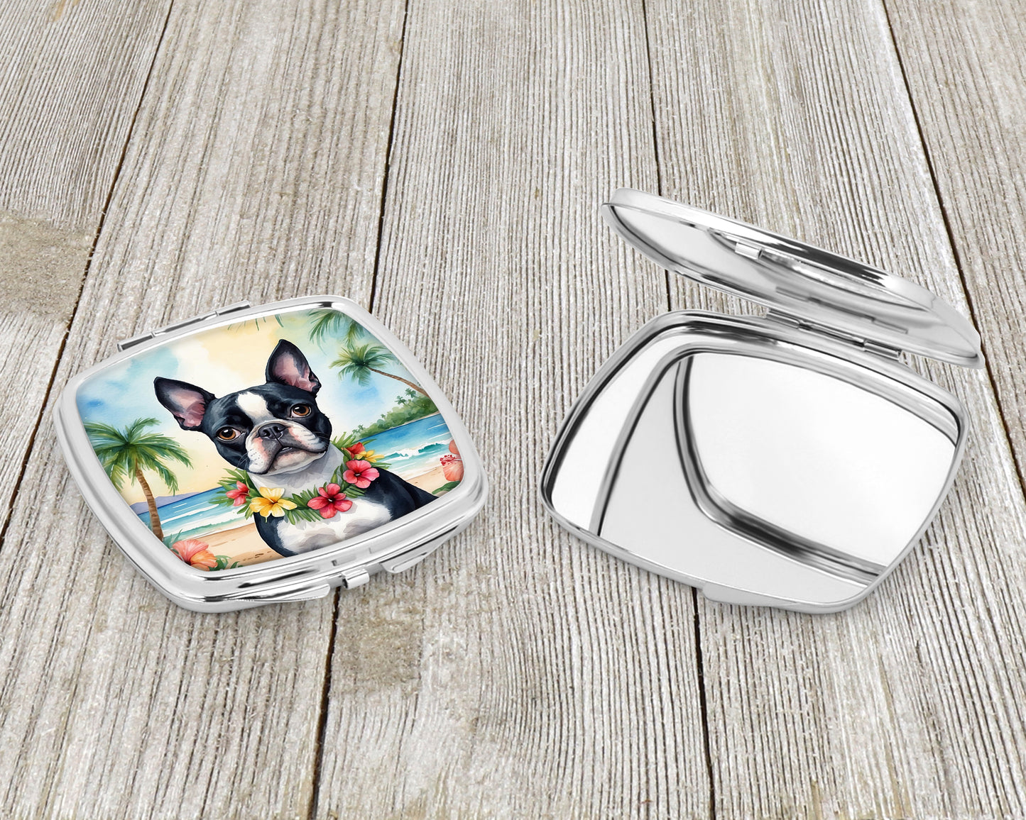 Boston Terrier Luau Compact Mirror