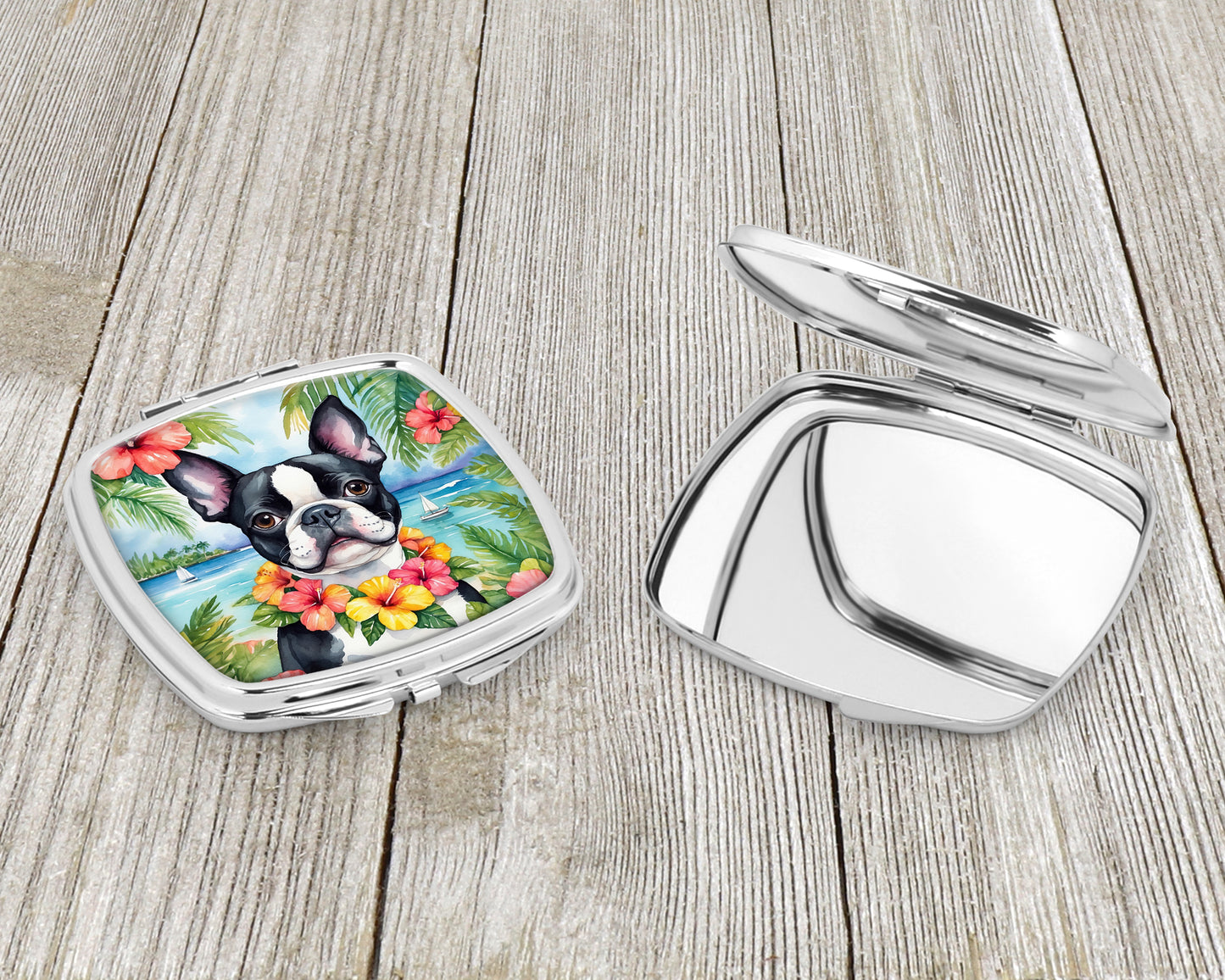 Boston Terrier Luau Compact Mirror
