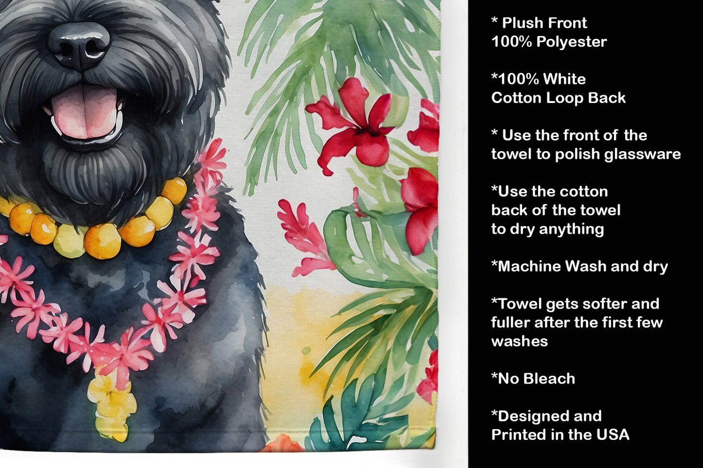 Bouvier des Flandres Luau Kitchen Towel