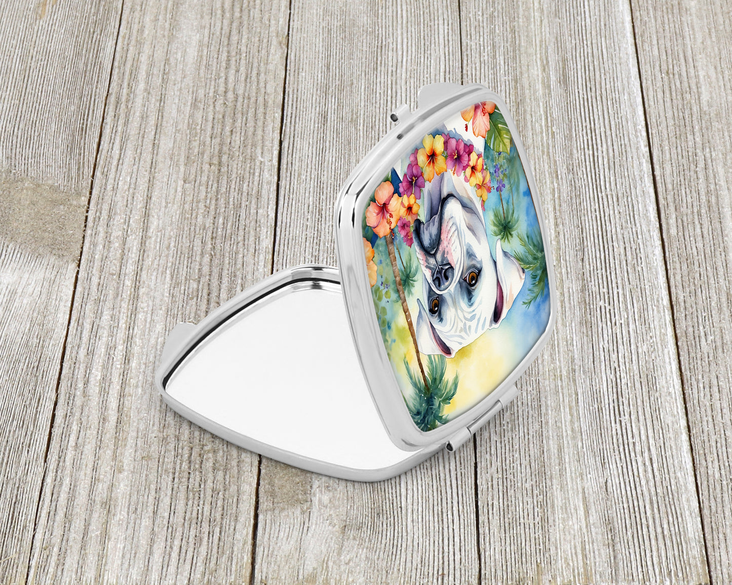White Boxer Luau Compact Mirror