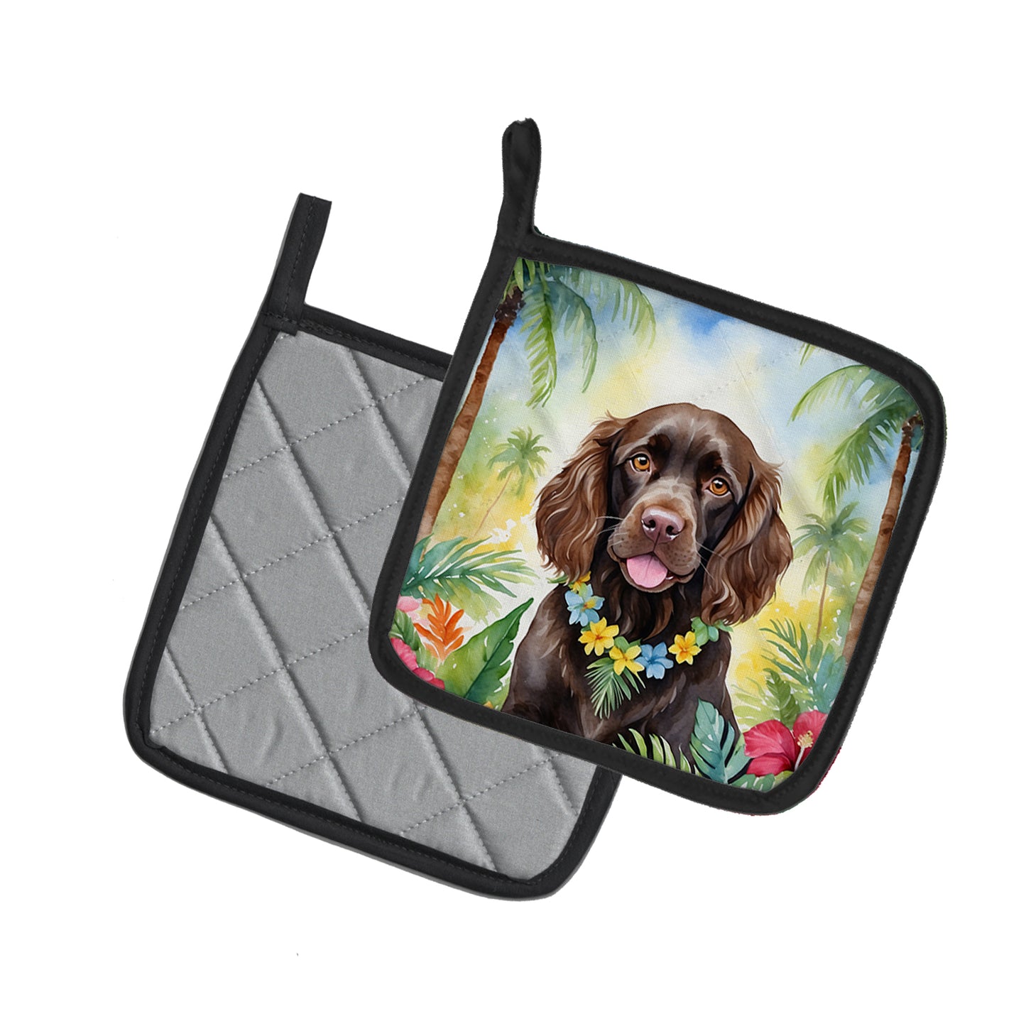 Boykin Spaniel Luau Pair of Pot Holders