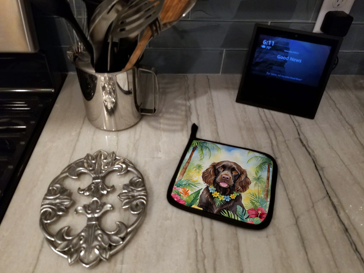 Boykin Spaniel Luau Pair of Pot Holders