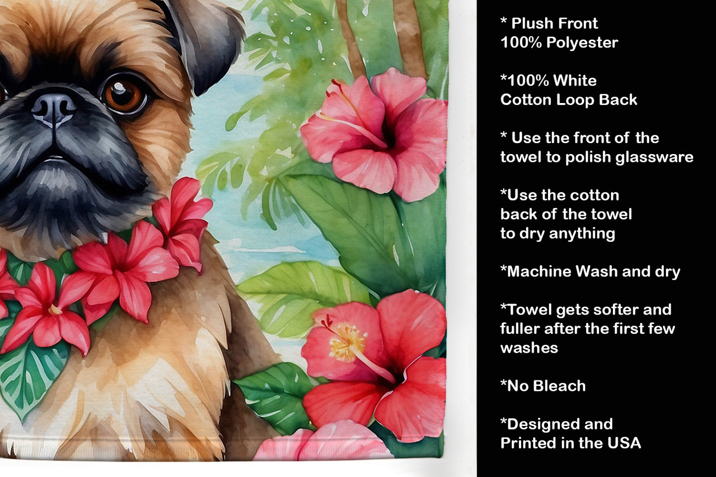 Brussels Griffon Luau Kitchen Towel