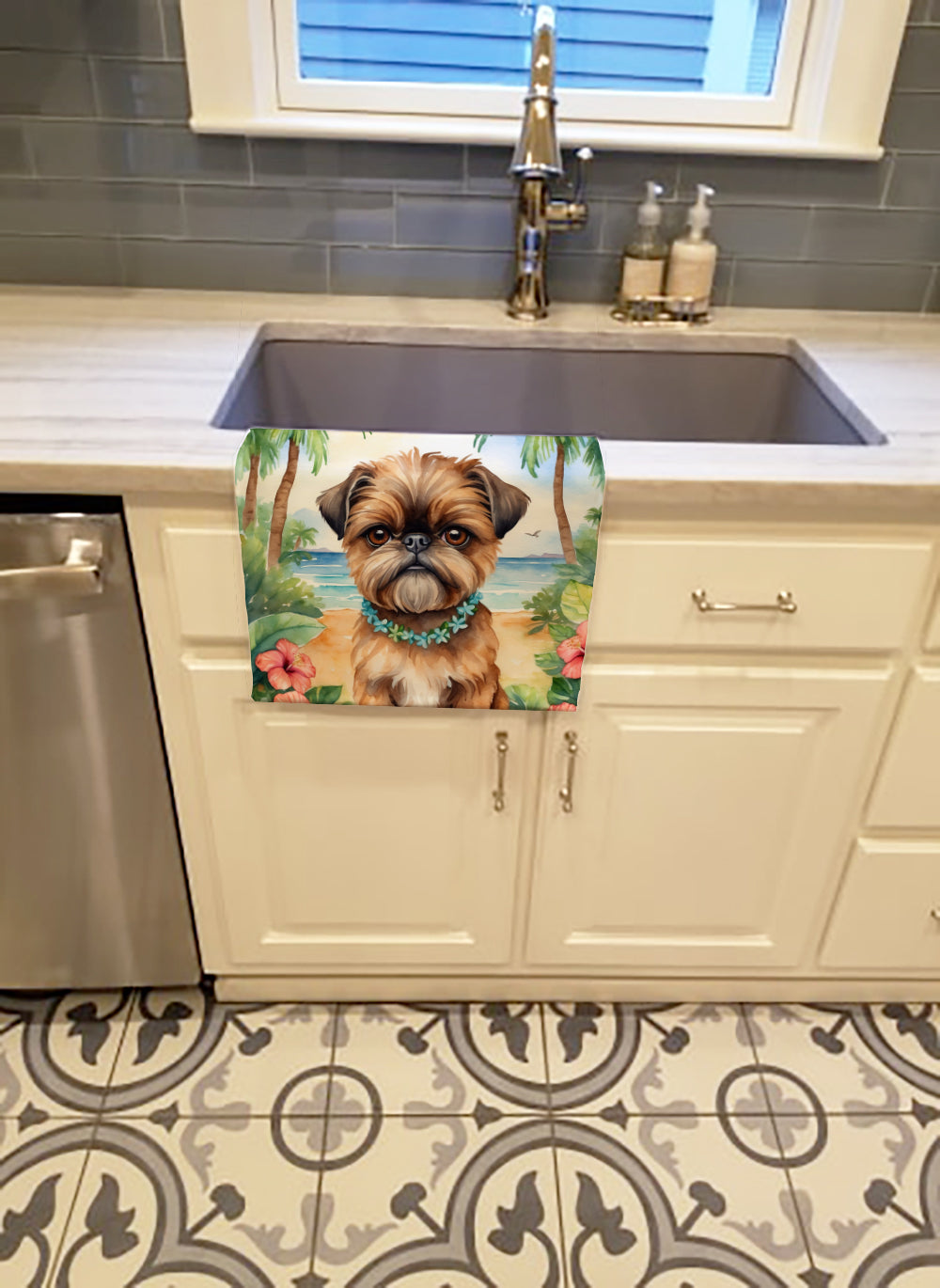 Brussels Griffon Luau Kitchen Towel