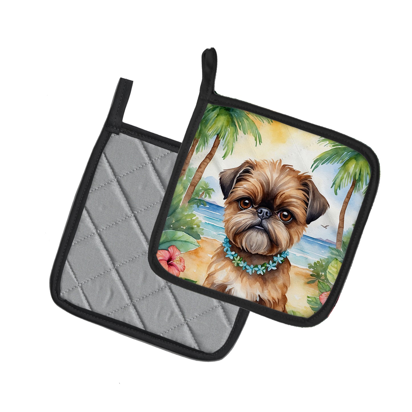 Brussels Griffon Luau Pair of Pot Holders