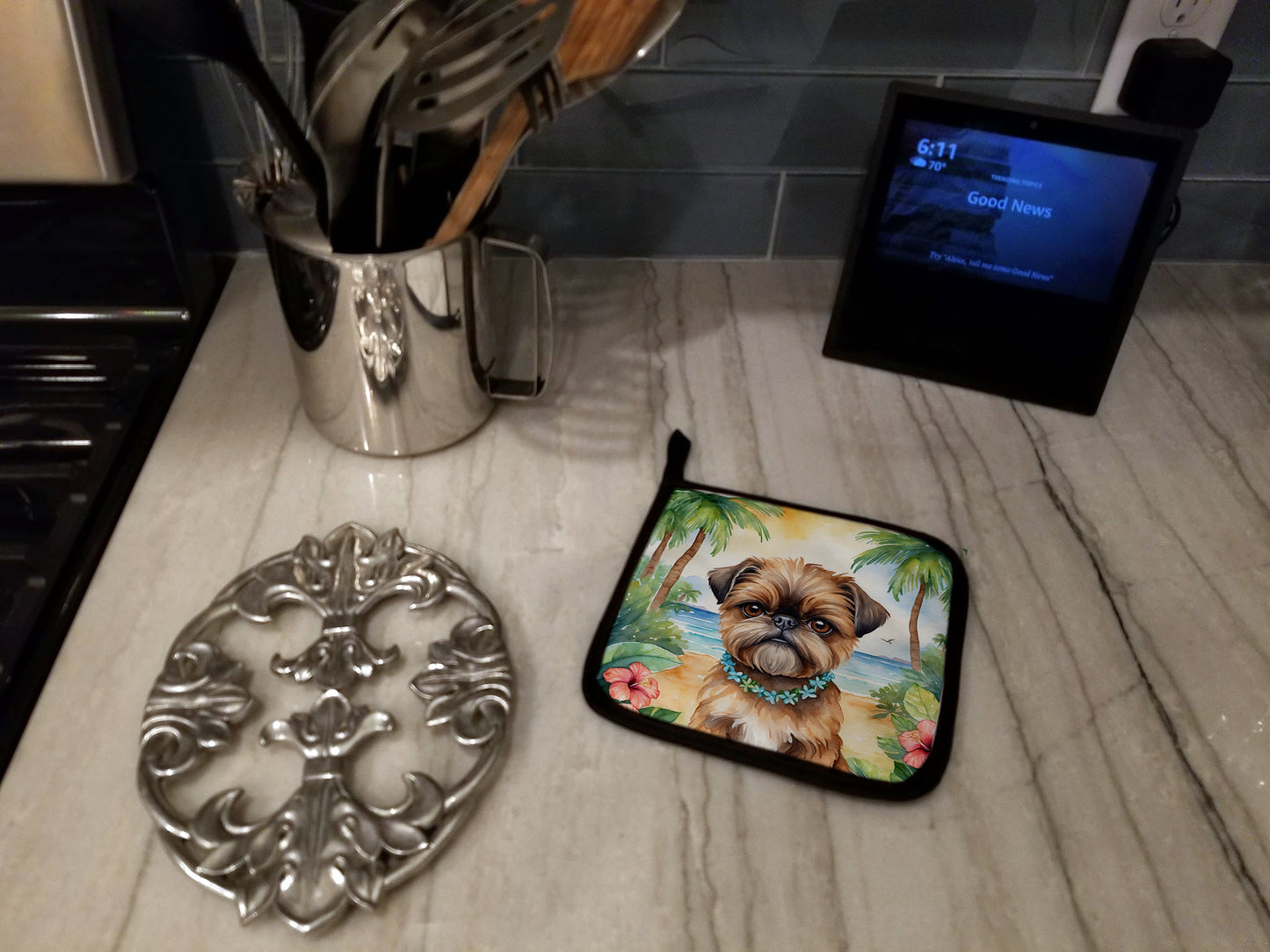 Brussels Griffon Luau Pair of Pot Holders