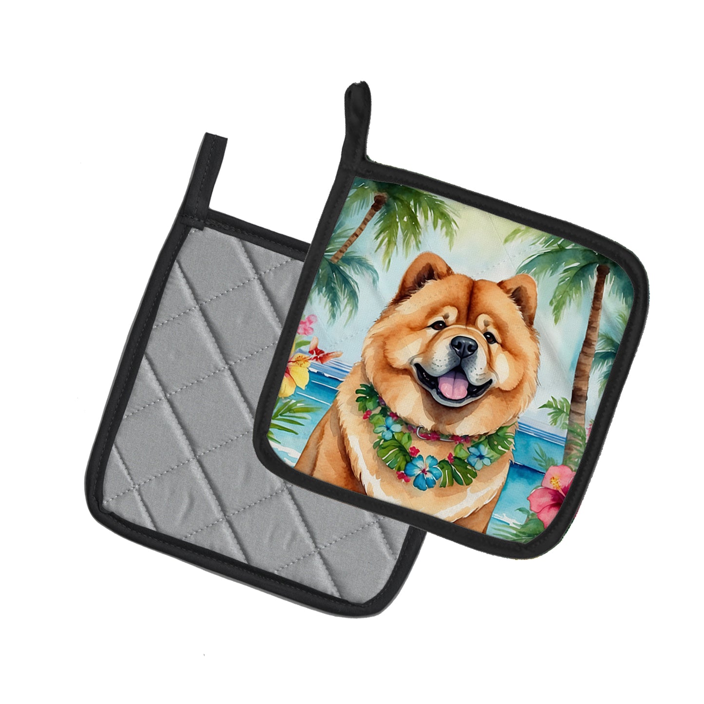 Chow Chow Luau Pair of Pot Holders