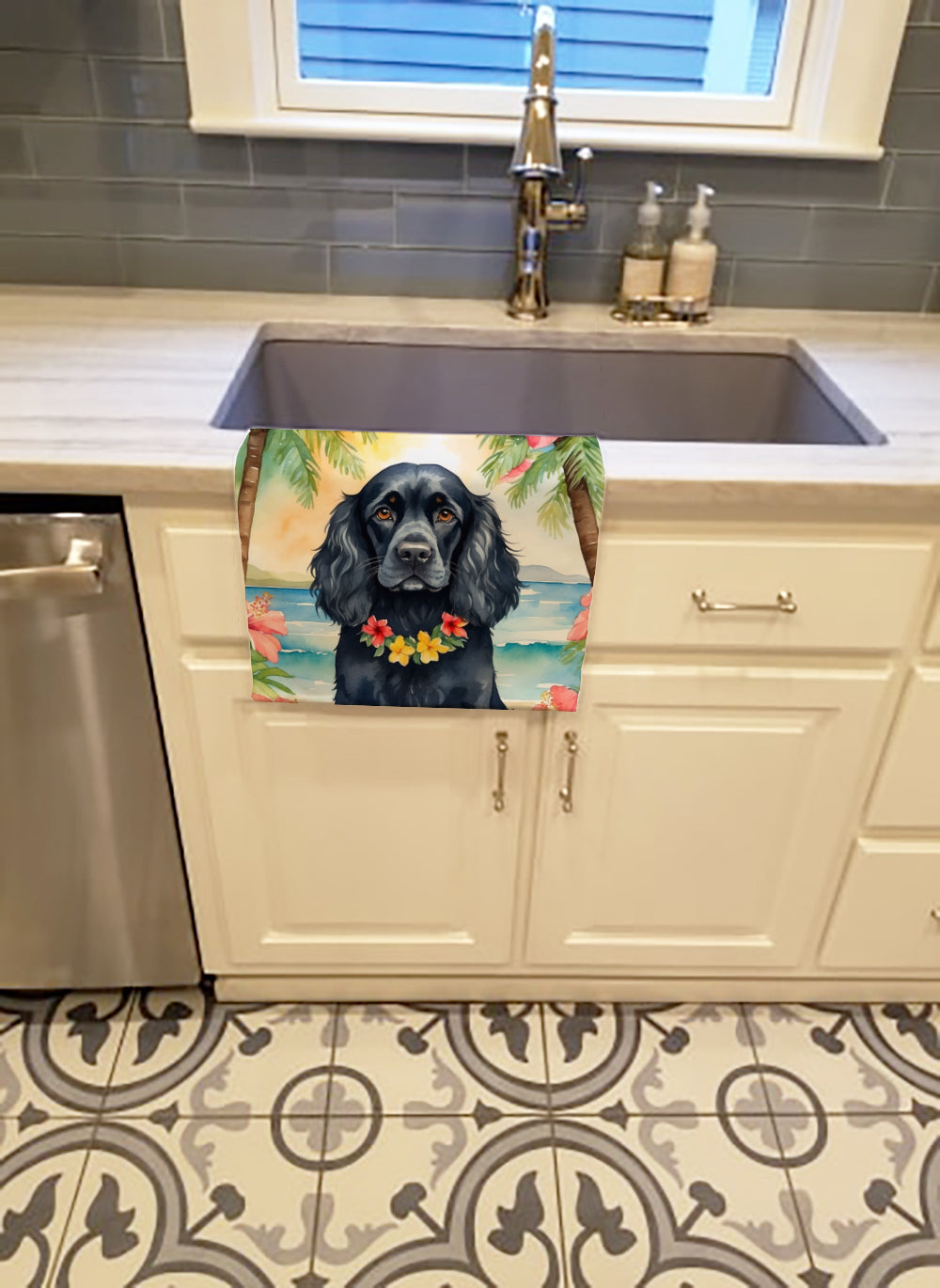 Cocker Spaniel Luau Kitchen Towel