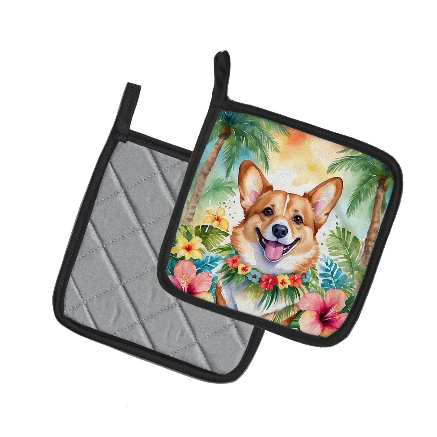 Corgi Luau Pair of Pot Holders