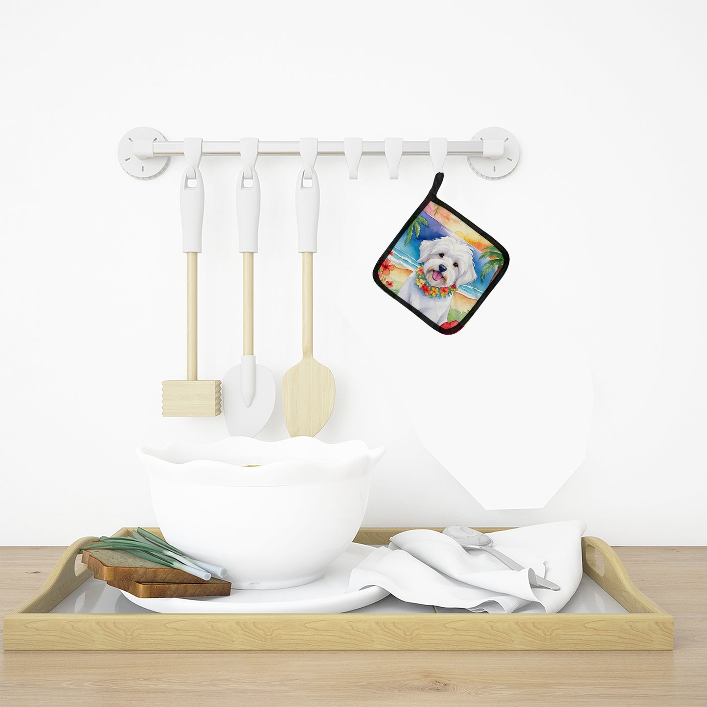 Coton de Tulear Luau Pair of Pot Holders