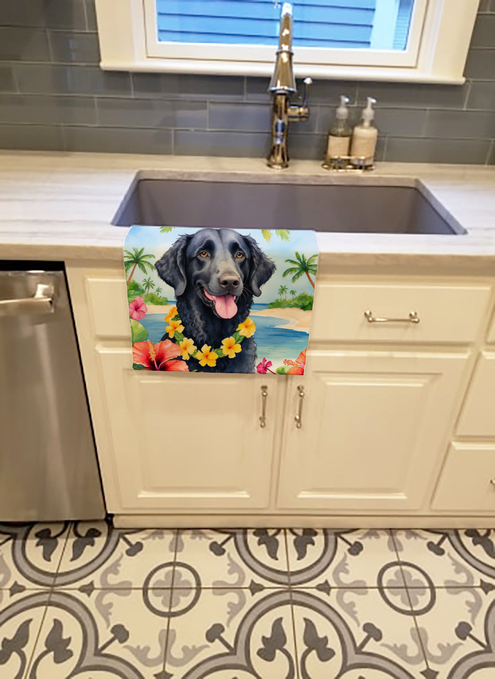 Curly-Coated Retriever Luau Kitchen Towel